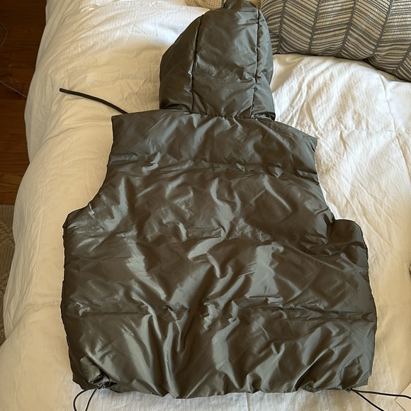 ZARA WATER REPELLENT PUFFER VEST KHAKI TAUPE BROWN JACKET COAT 8372/764/505 - Picture 6 of 14